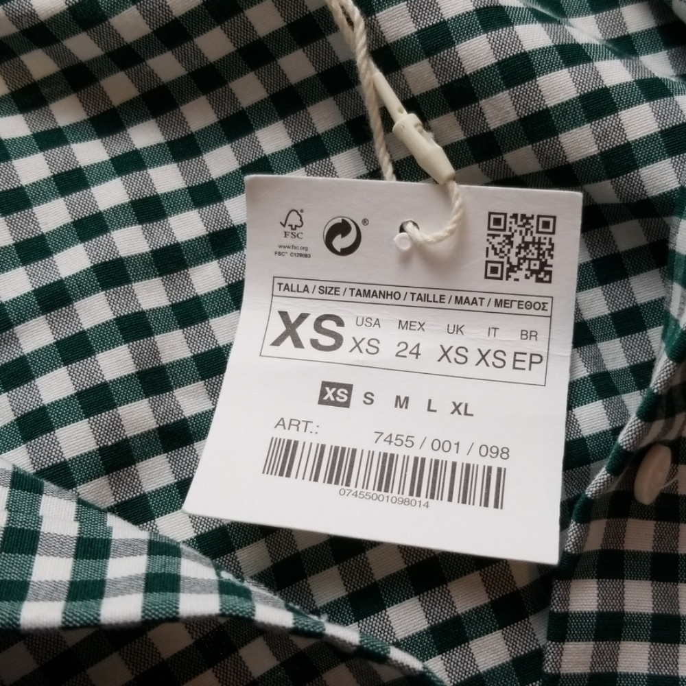 ZARA TRAFALUC COLLECTION GREEN CHECK OVERSIZED TOP - Picture 8 of 8